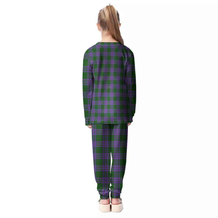 Scottish Elphinstone Clan Tartan Pajama Set Kid Back Side Tartan Plaid