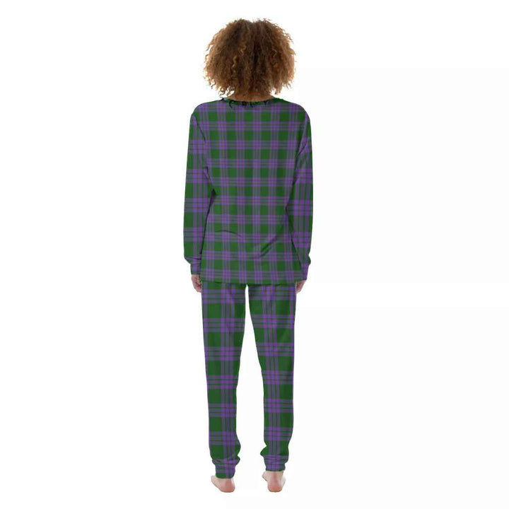 Scottish Elphinstone Clan Tartan Pajama Set Women Back Side Tartan Plaid