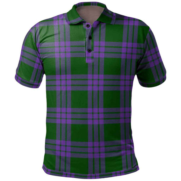 Scottish Elphinstone Clan Tartan Polo Shirt Front Side Tartan Plaid