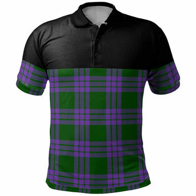 Scottish Elphinstone Clan Tartan Polo Shirt - Horizontal Style Front Side Tartan Plaid