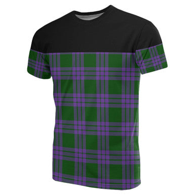Scottish Elphinstone Clan Tartan T-Shirt Horizontal Style Front Side Tartan Plaid