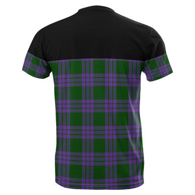 Scottish Elphinstone Clan Tartan T-Shirt Horizontal Style Back Side Tartan Plaid
