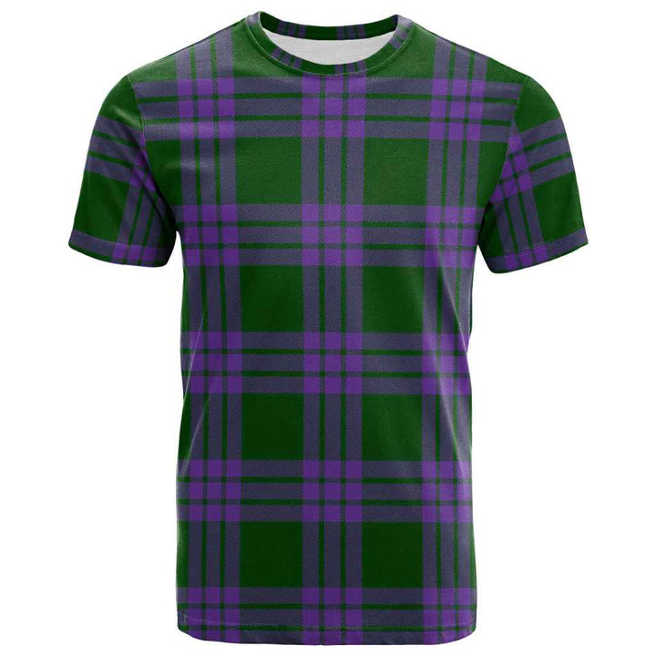 Scottish Elphinstone Clan Tartan T-Shirt Front Side Tartan Plaid