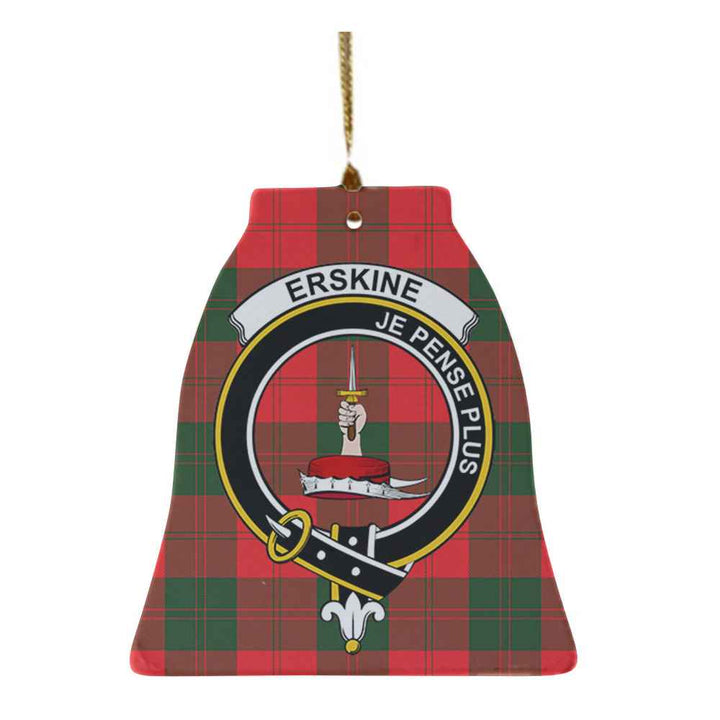 Scottish Erskine Clan Crest Tartan Ceramic Ornament Bell Shape Tartan Plaid