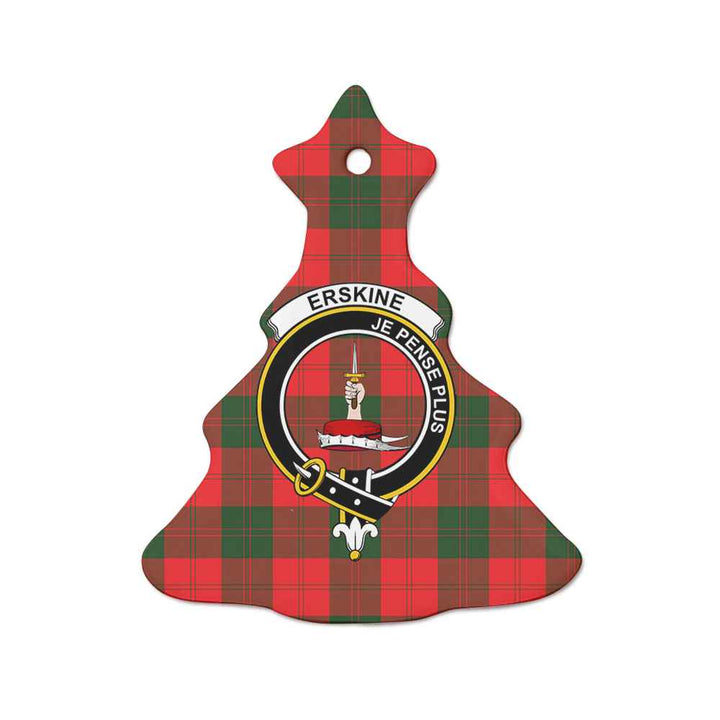 Scottish Erskine Clan Crest Tartan Ceramic Ornament Tree Shape Tartan Plaid