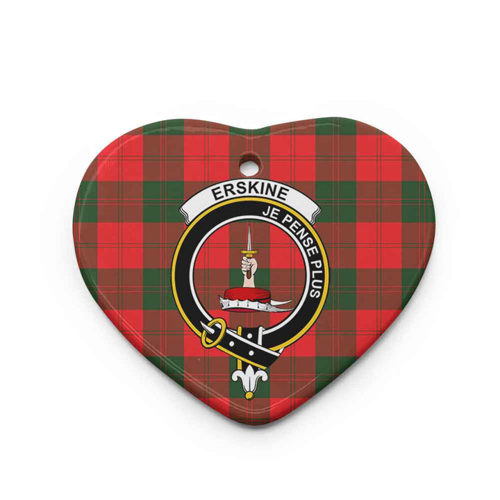 Scottish Erskine Clan Crest Tartan Ceramic Ornament Heart Shape Tartan Plaid