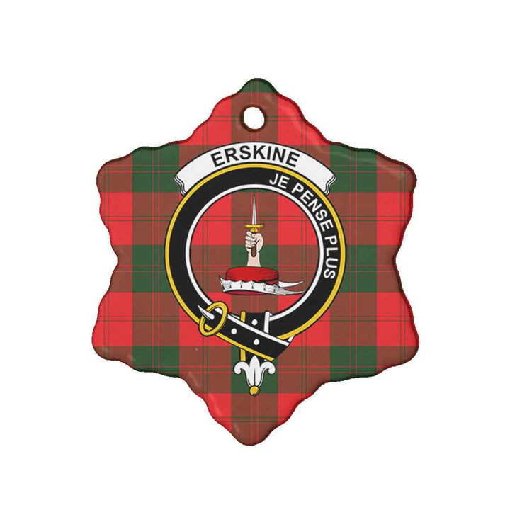Scottish Erskine Clan Crest Tartan Ceramic Ornament Snow Flake Shape Tartan Plaid
