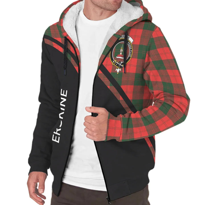 Scottish Erskine Clan Crest Tartan Curve Sherpa Hoodie