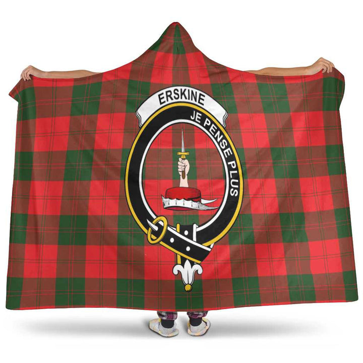 Scottish Erskine Clan Crest Tartan Hooded Blanket Tartan Plaid 1