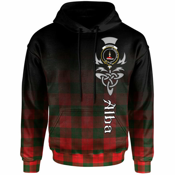 Scottish Erskine Clan Crest Tartan Hoodie - Alba Gu Brath Family Crest Celtic Inspired Front Side Tartan Plaid