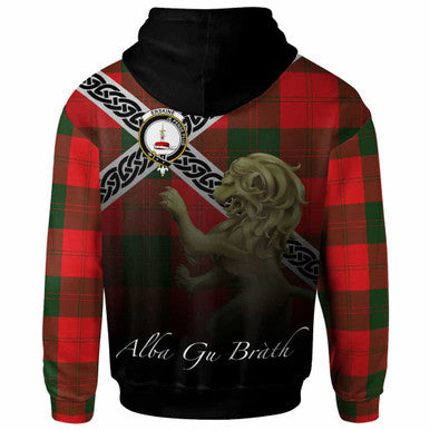 Scottish Erskine Clan Crest Tartan Hoodie - Scotland Lion Back Side Tartan Plaid