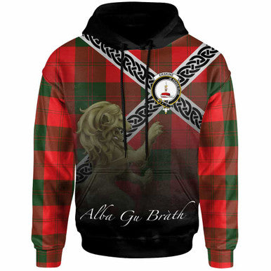 Scottish Erskine Clan Crest Tartan Hoodie - Scotland Lion Front Side Tartan Plaid