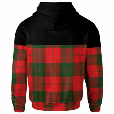 Scottish Erskine Clan Crest Tartan Hoodie - Horizontal Style Back Side Tartan Plaid