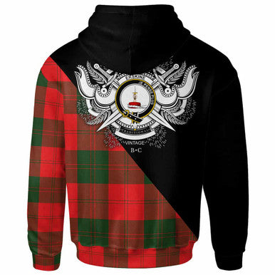 Scottish Erskine Clan Crest Tartan Hoodie - Military Logo Back Side Tartan Plaid