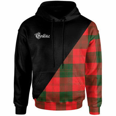 Scottish Erskine Clan Crest Tartan Hoodie - Military Logo Front Side Tartan Plaid