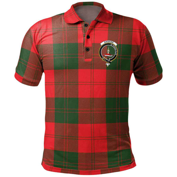 Scottish Erskine Clan Crest Tartan Polo Shirt Front Side Tartan Plaid