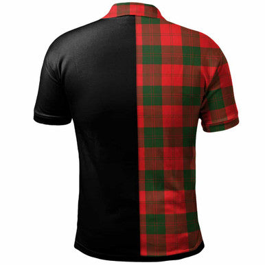 Scottish Erskine Clan Crest Tartan Polo Shirt - Half in Me Back Side Tartan Plaid