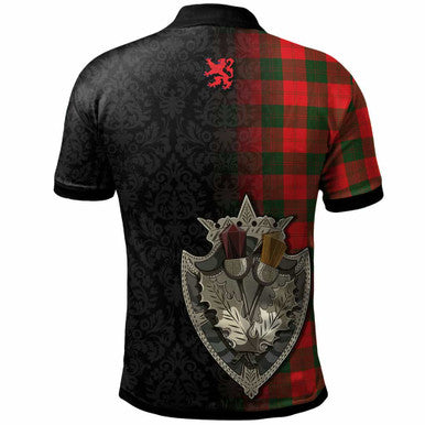 Scottish Erskine Clan Crest Tartan Polo Shirt - Half Thistle Flowers Celtic Design Back Side Tartan Plaid