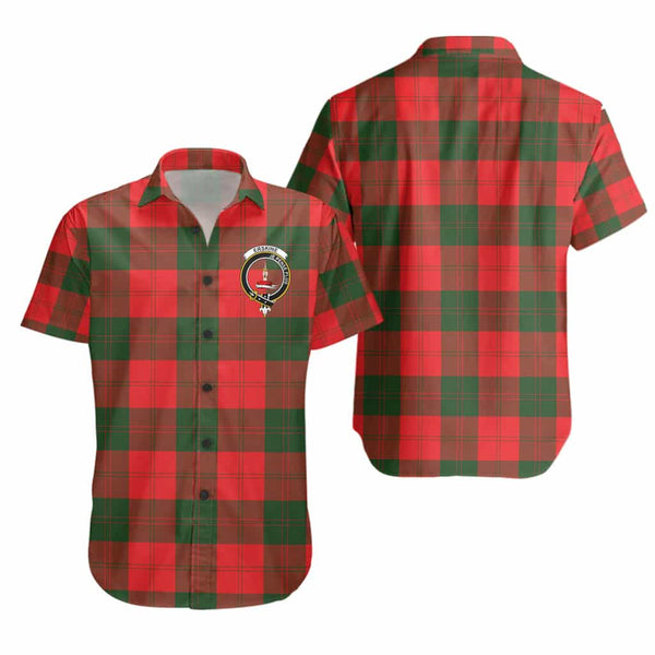 Scottish Erskine Clan Crest Tartan Short Sleeve Shirt Tartan Plaid