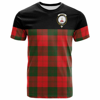 Scottish Erskine Clan Crest Tartan T-Shirt - Horizontal Style Front Side Tartan Plaid