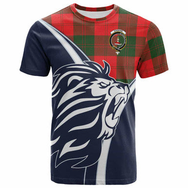 Scottish Erskine Clan Crest Tartan T-Shirt - Scottish Flag With Lion Front Side Tartan Plaid