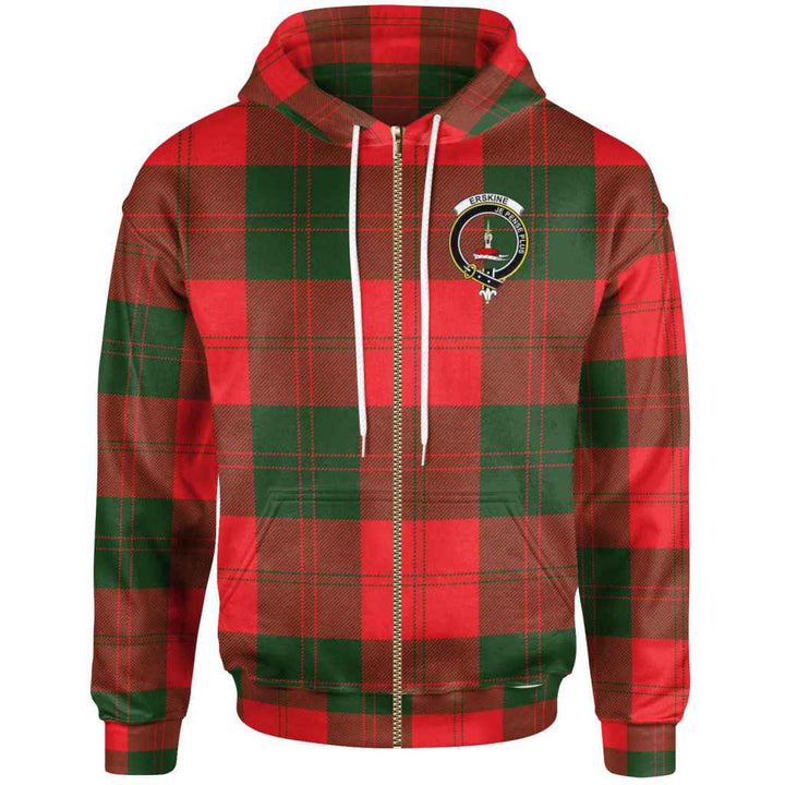 Scottish Erskine Clan Crest Tartan Hoodie Zip Tartan Plaid