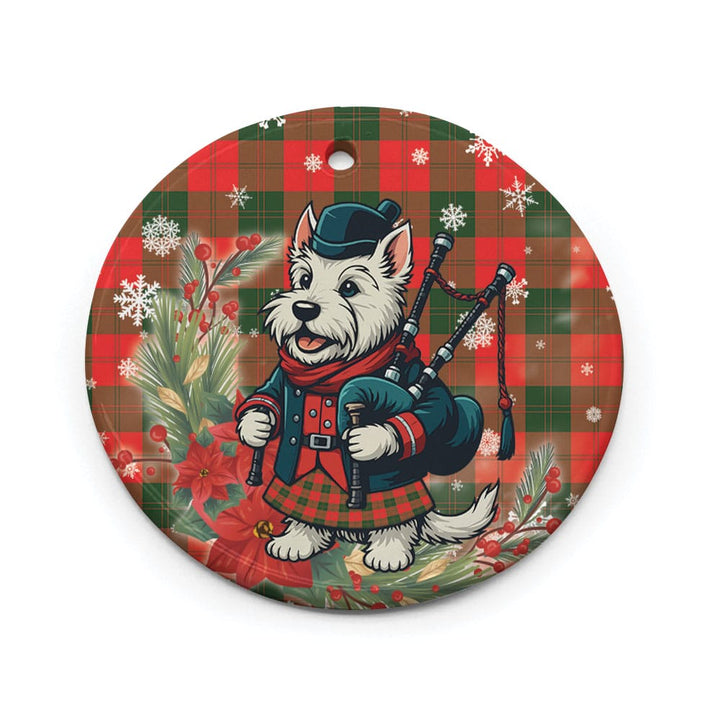 Scottish Erskine Modern Clan Tartan Ceramic Ornament Cute Scottish Terrier Dog Circle Style Tartan Plaid