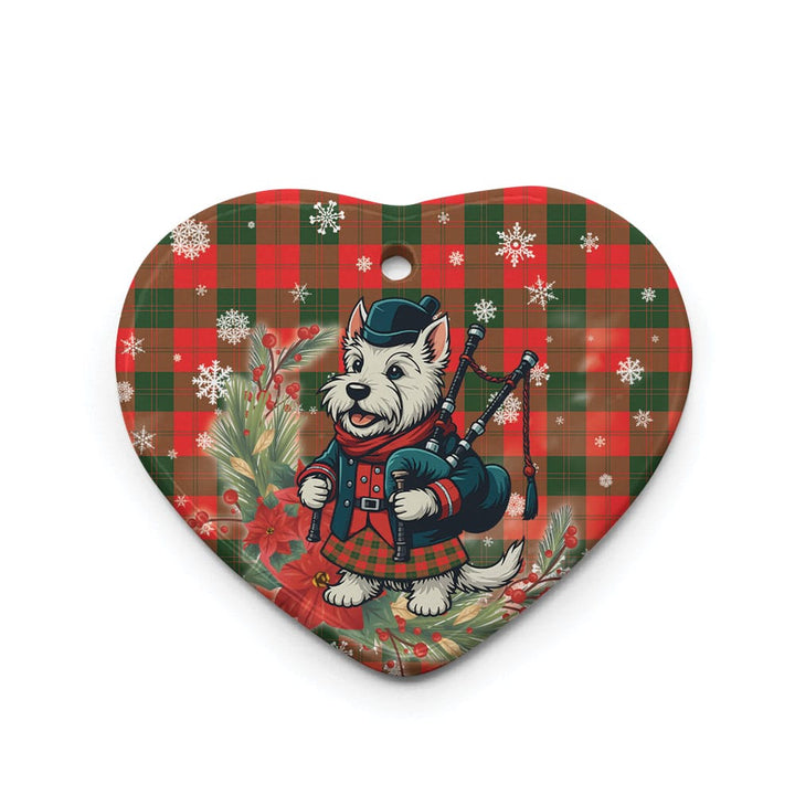 Scottish Erskine Modern Clan Tartan Ceramic Ornament Cute Scottish Terrier Dog Heart Style Tartan Plaid