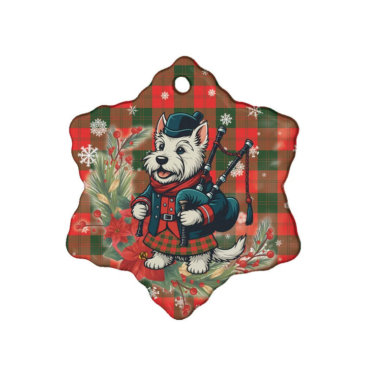 Scottish Erskine Modern Clan Tartan Ceramic Ornament Cute Scottish Terrier Dog Snow Flake Style Tartan Plaid