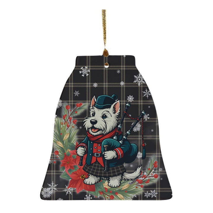 Scottish Eternity Clan Tartan Ceramic Ornament Cute Scottish Terrier Dog Bell Style Tartan Plaid