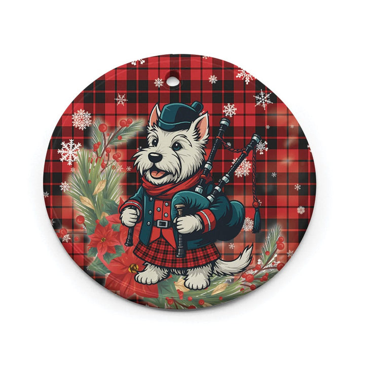 Scottish Ettrick District Clan Tartan Ceramic Ornament Cute Scottish Terrier Dog Circle Style Tartan Plaid