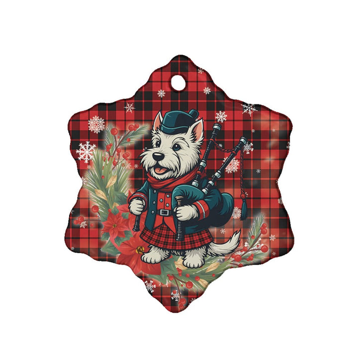 Scottish Ettrick District Clan Tartan Ceramic Ornament Cute Scottish Terrier Dog Snow Flake Style Tartan Plaid