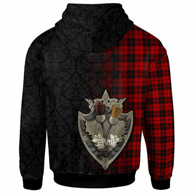 Scottish Ettrick District Clan Tartan Hoodie - Half Thistle Flowers Celtic Design Back Side Tartan Plaid
