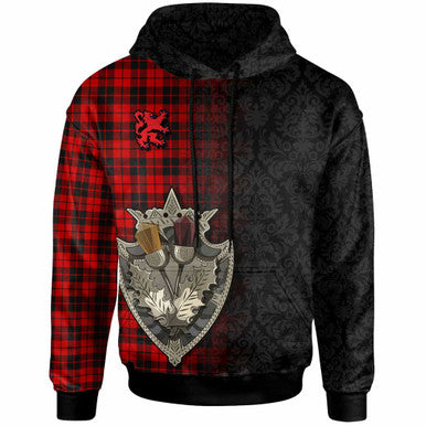 Scottish Ettrick District Clan Tartan Hoodie - Half Thistle Flowers Celtic Design Front Side Tartan Plaid