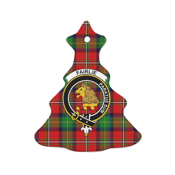 Scottish Fairlie Clan Crest Tartan Ceramic Ornament Tree Shape Tartan Plaid