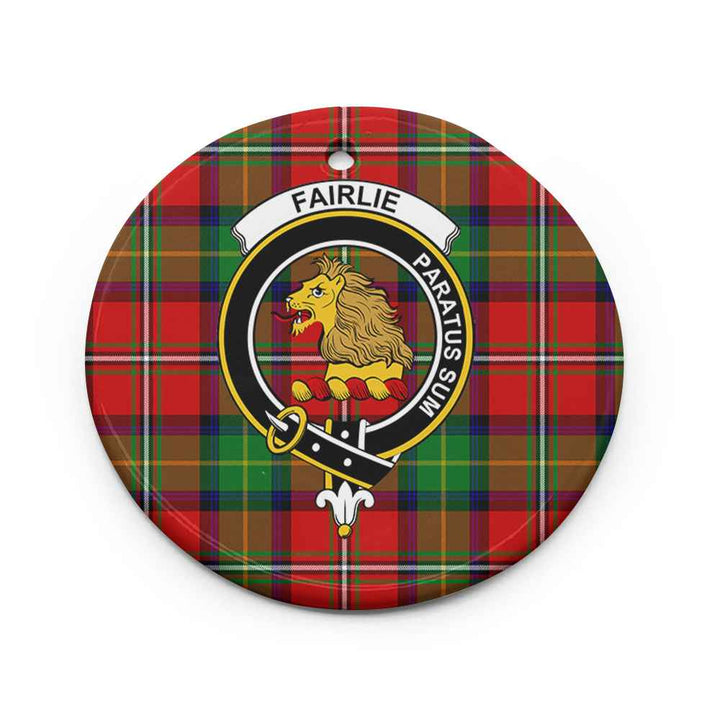 Scottish Fairlie Clan Crest Tartan Ceramic Ornament Circle Shape Tartan Plaid