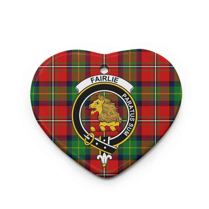 Scottish Fairlie Clan Crest Tartan Ceramic Ornament Heart Shape Tartan Plaid