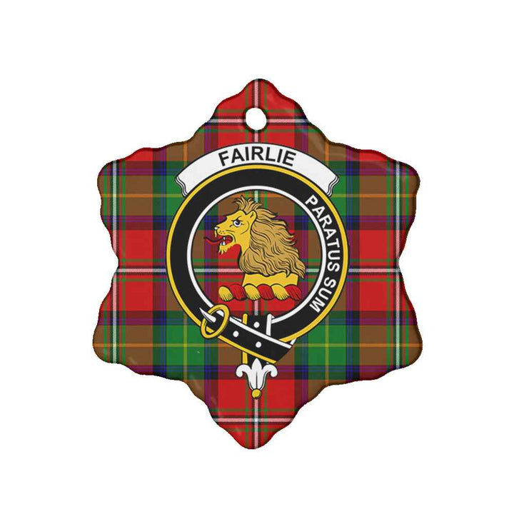 Scottish Fairlie Clan Crest Tartan Ceramic Ornament Snow Flake Shape Tartan Plaid