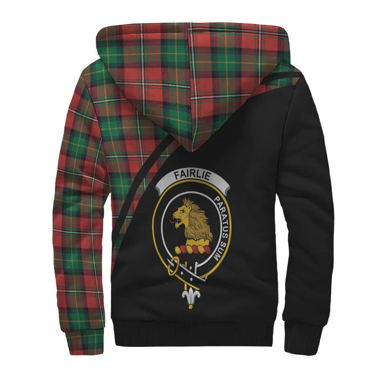 Scottish Fairlie Clan Crest Tartan Curve Sherpa Hoodie
