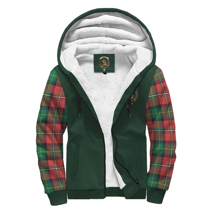 Scottish Fairlie Clan Crest Tartan Plaid Sleeve Sherpa Hoodie