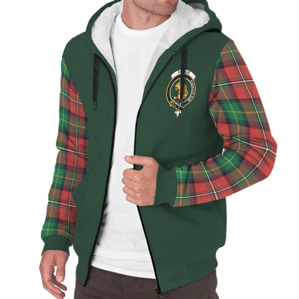 Scottish Fairlie Clan Crest Tartan Plaid Sleeve Sherpa Hoodie