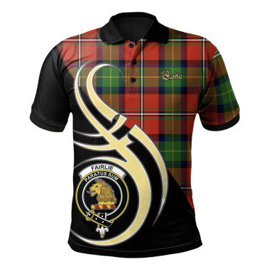 Scottish Fairlie Modern Clan Crest Tartan Polo Shirt Believe in Me Front Side Tartan Plaid