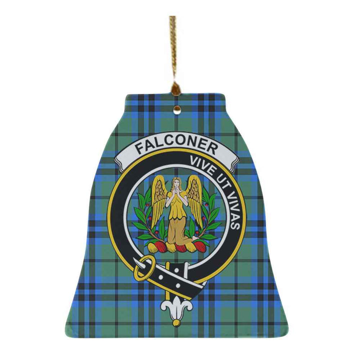Scottish Falconer Clan Crest Tartan Ceramic Ornament Bell Shape Tartan Plaid