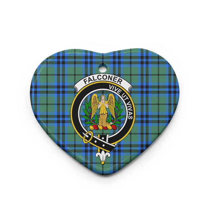 Scottish Falconer Clan Crest Tartan Ceramic Ornament Heart Shape Tartan Plaid