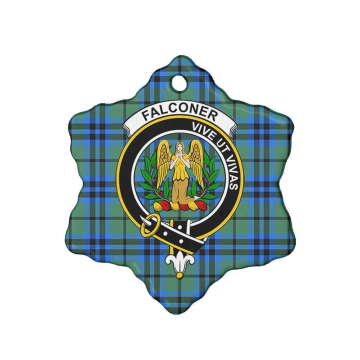 Scottish Falconer Clan Crest Tartan Ceramic Ornament Snow Flake Shape Tartan Plaid