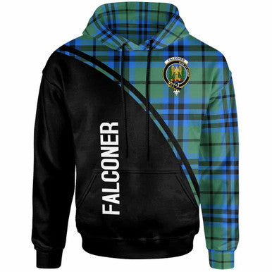 Scottish Falconer Clan Crest Tartan Curve Hoodie Front Side Tartan Plaid
