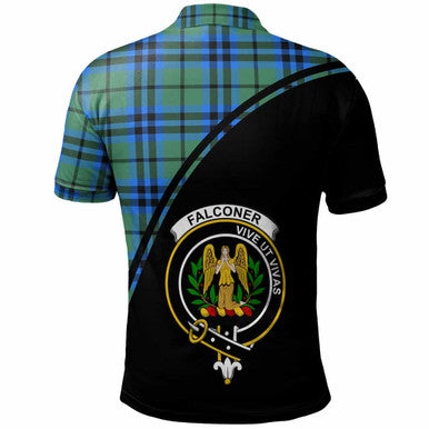 Scottish Falconer Clan Crest Tartan Curve Polo Shirt Back Side Tartan Plaid
