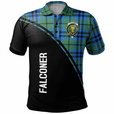 Scottish Falconer Clan Crest Tartan Curve Polo Shirt Front Side Tartan Plaid