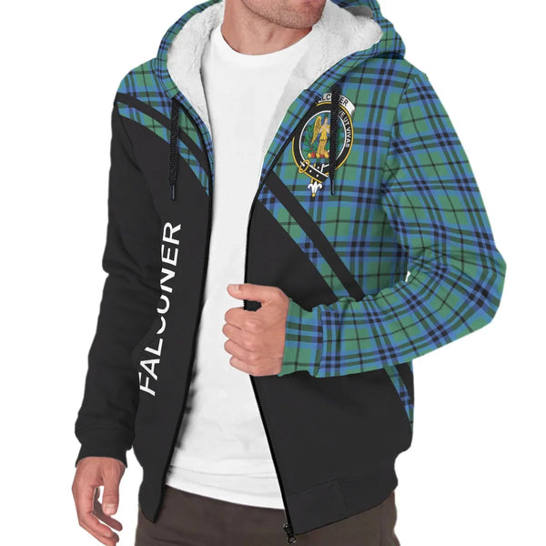 Scottish Falconer Clan Crest Tartan Curve Sherpa Hoodie