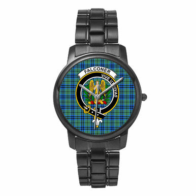Scottish Falconer Clan Crest Tartan Folding Clasp Steel Quartz Watches Tartan Plaid Black 1
